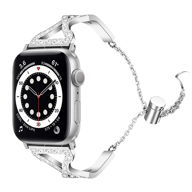 Rhinestone Stainless Steel Metal Watch Band Bracelet Strap Replacement for Apple Watch Ultra 2 49mm Series 9 45mm SE (2023) 44mm Ultra 49mm Series 8 45mm 7 45mm SE 44mm SE (2022) 44mm Series 6 5 4 44mm Series 3 2 1 42mm Rhinestone Stainless Steel Metal Watch Band Bracelet Strap Replacement for Apple Watch Ultra 2 49mm Series 9 45mm SE (2023) 44mm Ultra 49mm Series 8 45mm 7 45mm SE 44mm SE (2022) 44mm Series 6 5 4 44mm Series 3 2 1 42mm